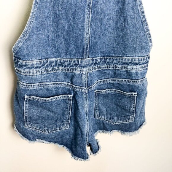 Forever 21 Denim Lace Up Shortalls Overalls Womens 26 - Picture 7 of 9